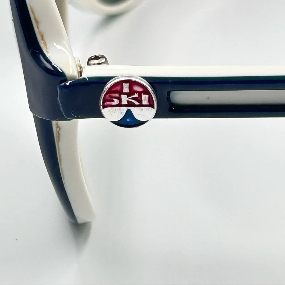 Vintage I Ski Sunglasses 70s Skybird Two Tone white Eyeglasses Japan SB8